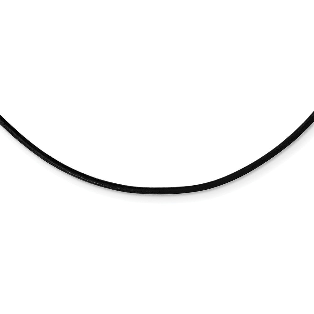 1.5mm Black Leather Cord Chain &amp; Stainless Steel Clasp Necklace
