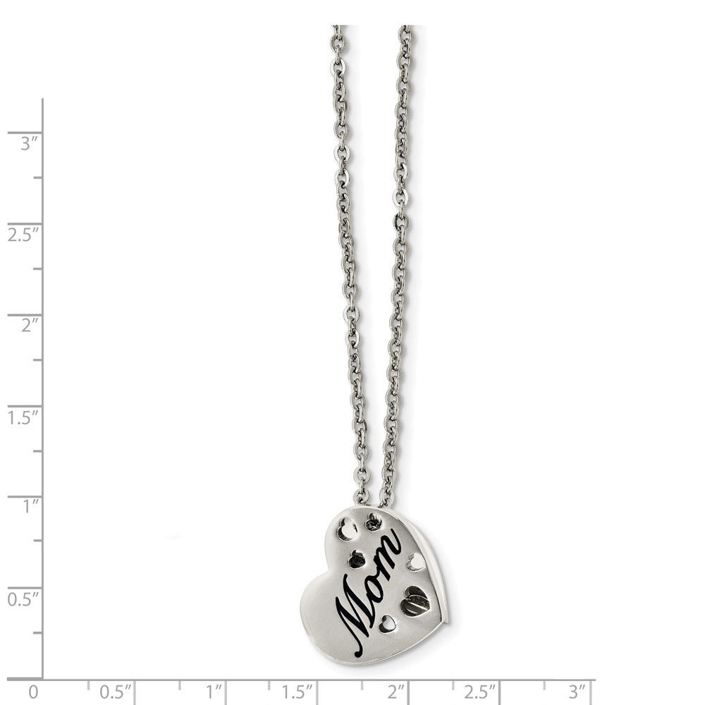 Alternate view of the Stainless Steel Mom Heart Slide Pendant Necklace - 20 Inch by The Black Bow Jewelry Co.