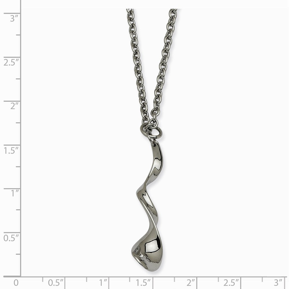 Alternate view of the Stainless Steel Fancy Swirl Adjustable Necklace - 20 Inch by The Black Bow Jewelry Co.