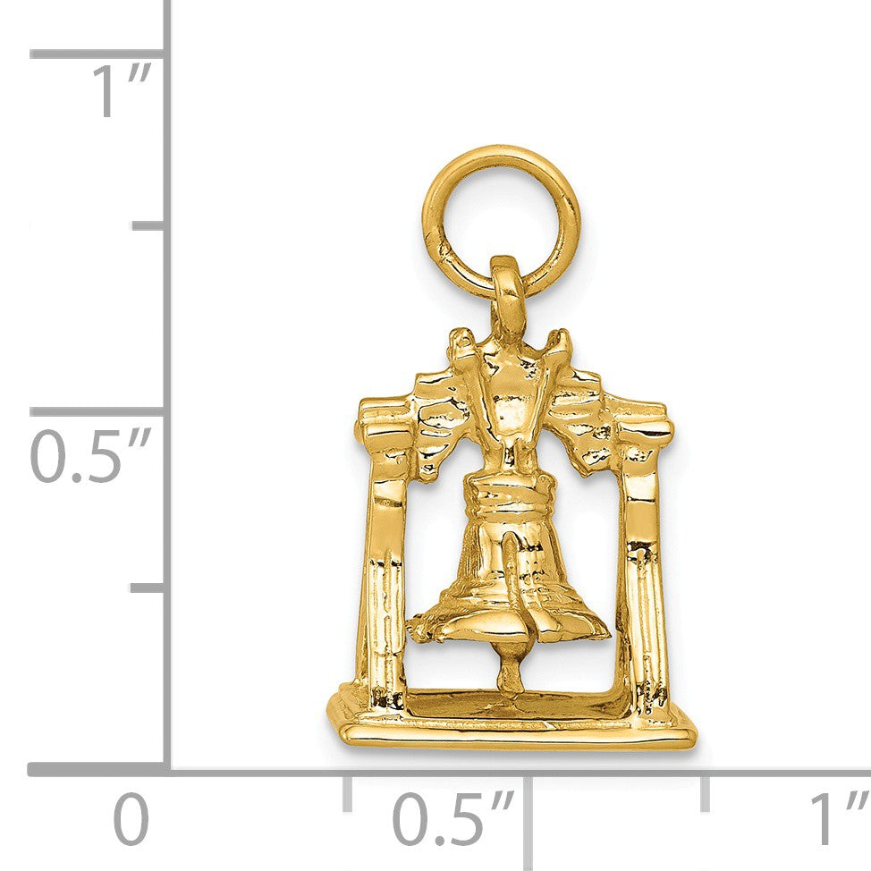 Alternate view of the 14k Yellow Gold 3D Liberty Bell Pendant by The Black Bow Jewelry Co.