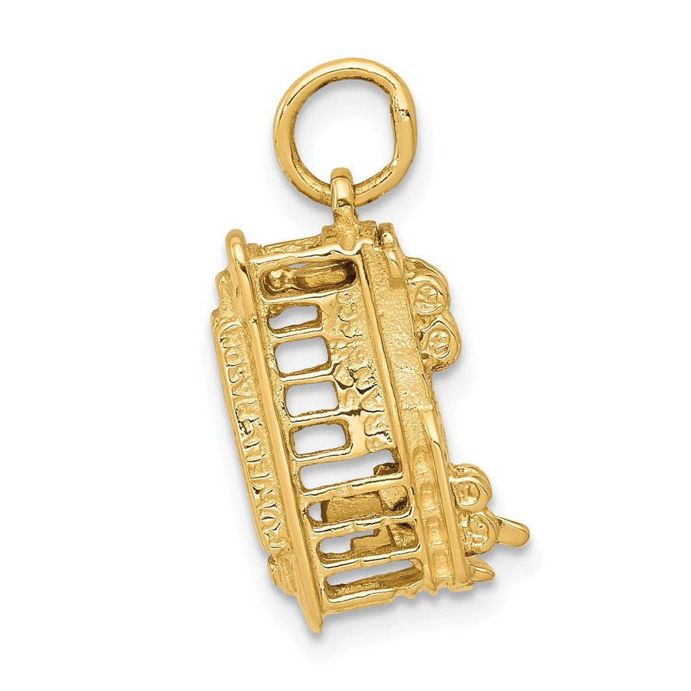 14k Yellow Gold 3D Vertical Cable Car Charm, Item P10026 by The Black Bow Jewelry Co.