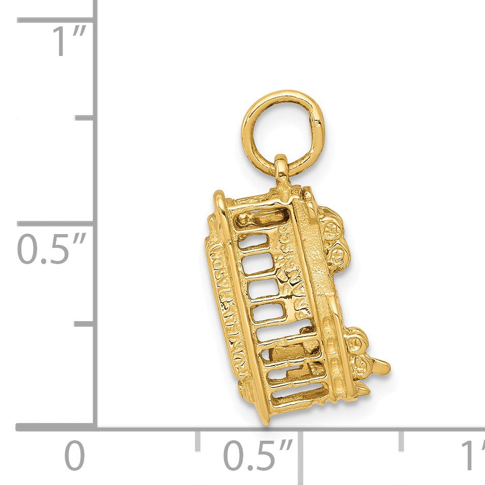 Alternate view of the 14k Yellow Gold 3D Vertical Cable Car Charm by The Black Bow Jewelry Co.