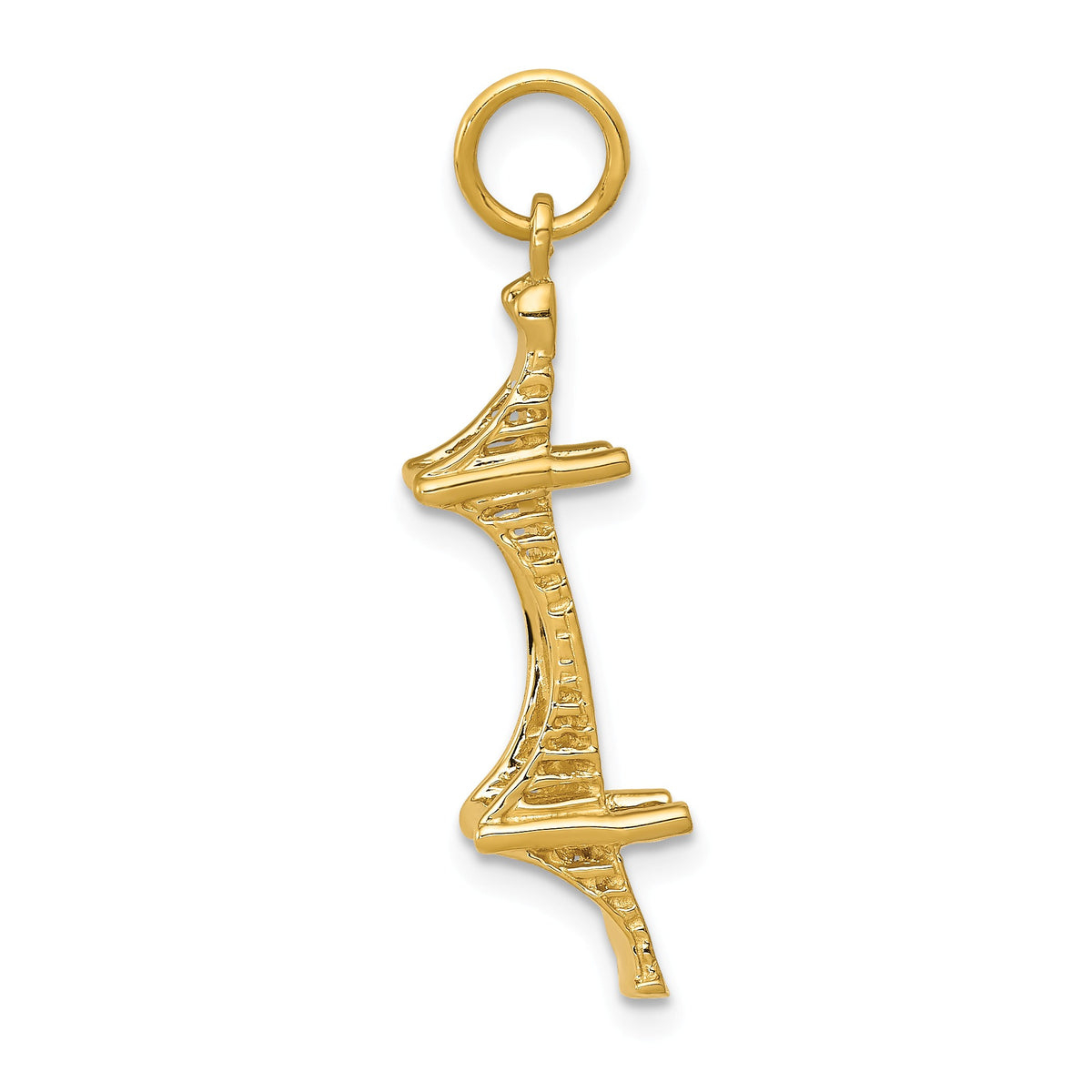 Alternate view of the 14k Yellow Gold 3D Mackinac Bridge Charm by The Black Bow Jewelry Co.
