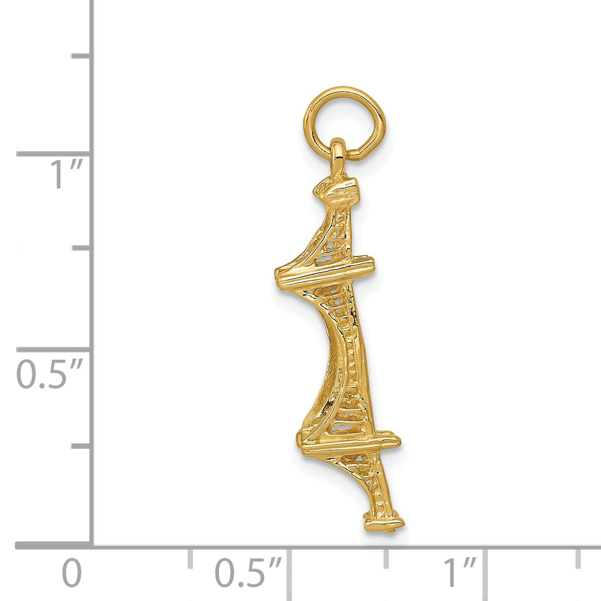 Alternate view of the 14k Yellow Gold 3-D Golden Gate Bridge Charm by The Black Bow Jewelry Co.