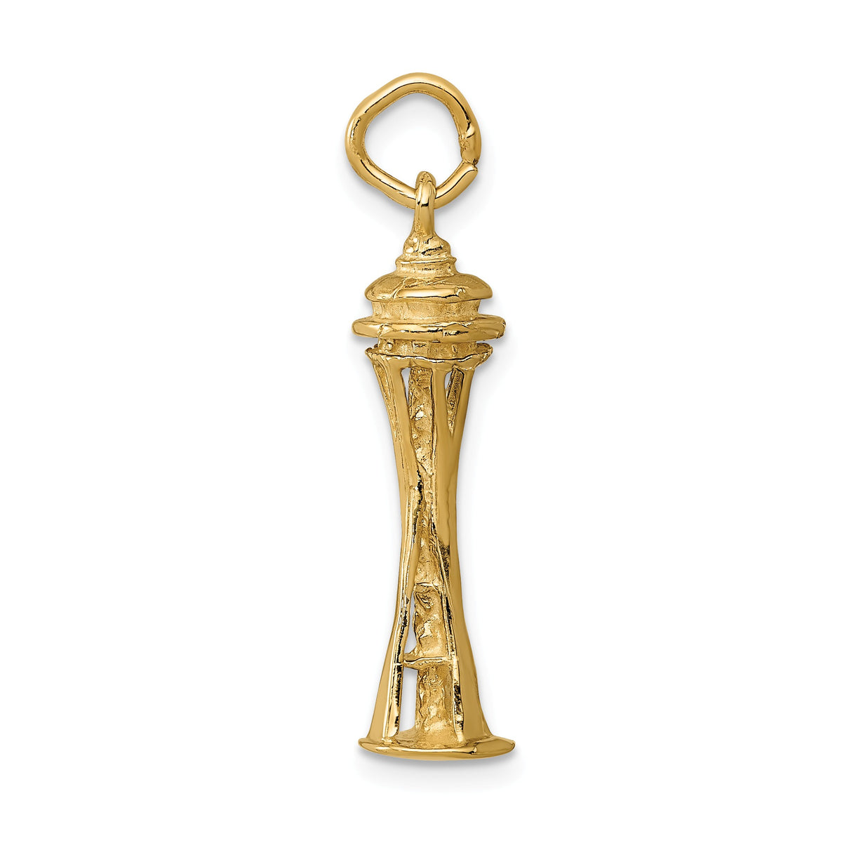 Alternate view of the 14k Yellow Gold 3D Seattle Space Needle Charm by The Black Bow Jewelry Co.