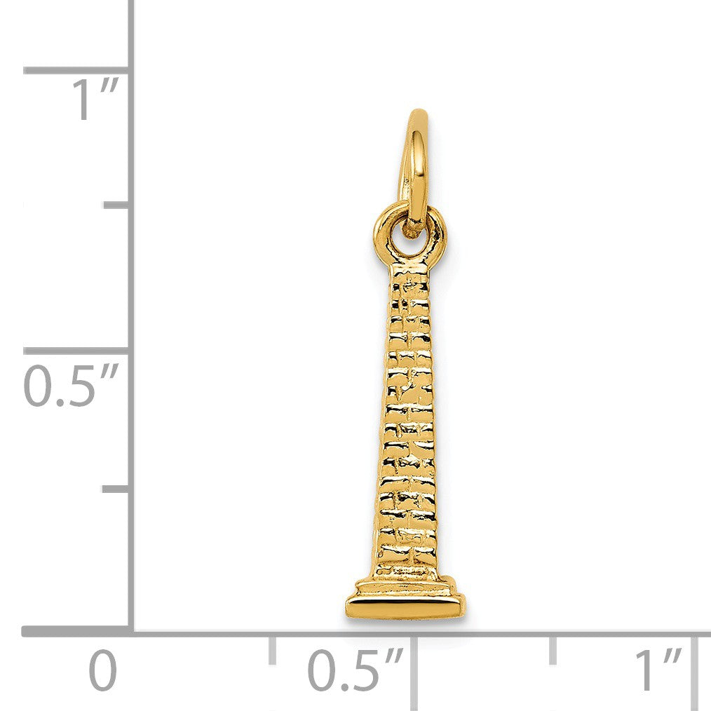 Alternate view of the 14k Yellow Gold 3D Washington Monument Pendant by The Black Bow Jewelry Co.