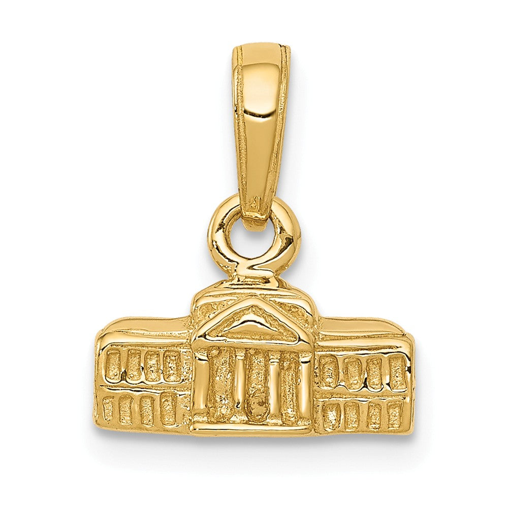 14k Yellow Gold Small 3D White House Pendant, Item P10050 by The Black Bow Jewelry Co.