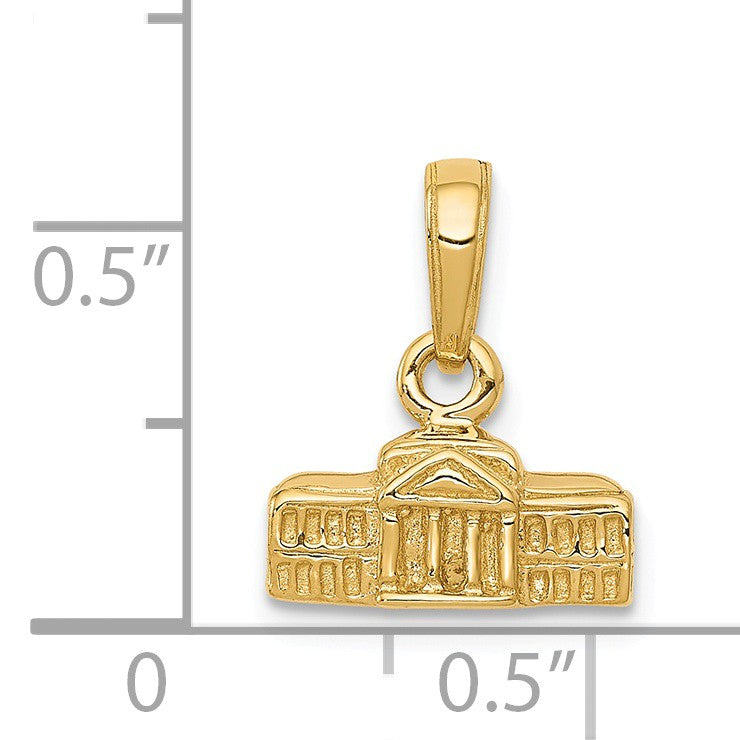 Alternate view of the 14k Yellow Gold Small 3D White House Pendant by The Black Bow Jewelry Co.