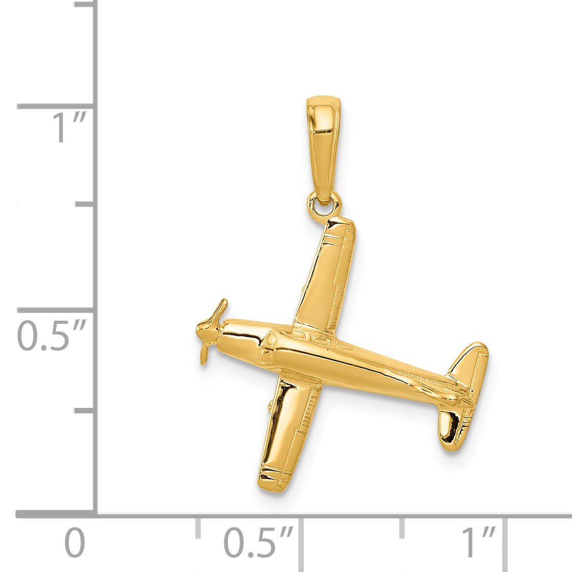 Alternate view of the 14k Yellow Gold 3D Low-Wing Airplane Pendant by The Black Bow Jewelry Co.