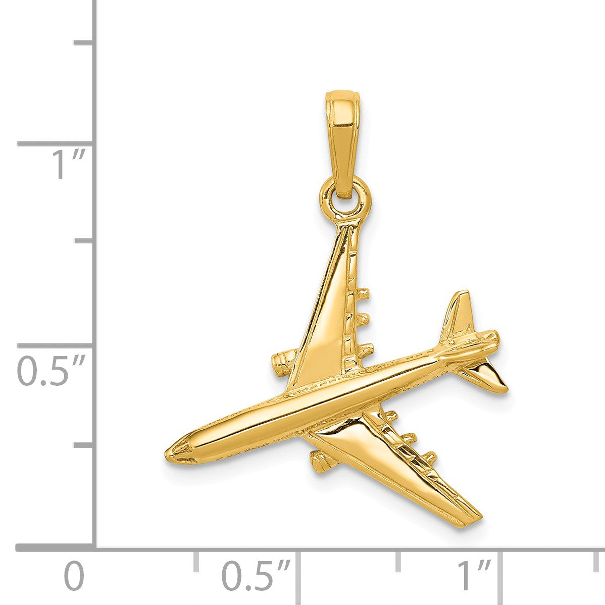 Alternate view of the 14k Yellow Gold 3D Jet Polished Pendant by The Black Bow Jewelry Co.