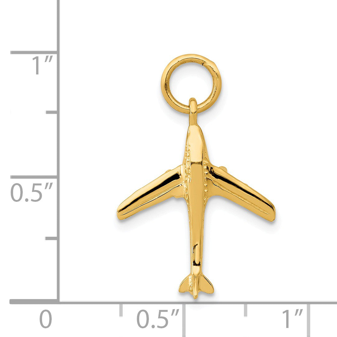 Alternate view of the 14k Yellow Gold 3D Jet Plane Charm by The Black Bow Jewelry Co.