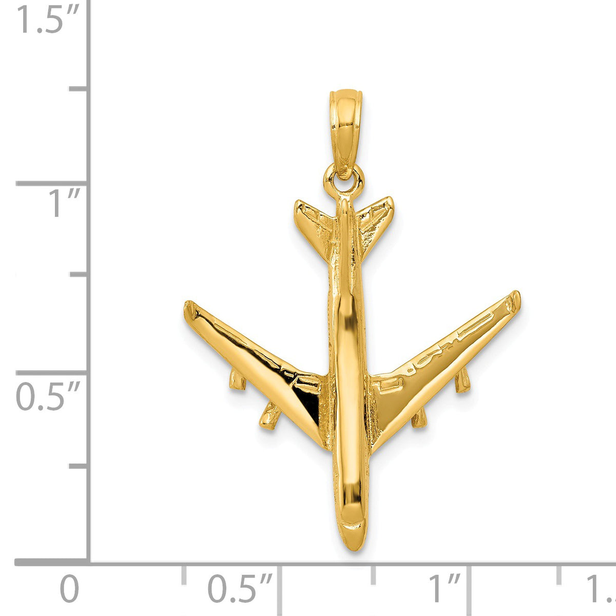 Alternate view of the 14k Yellow Gold 3D Jet Aircraft Pendant by The Black Bow Jewelry Co.