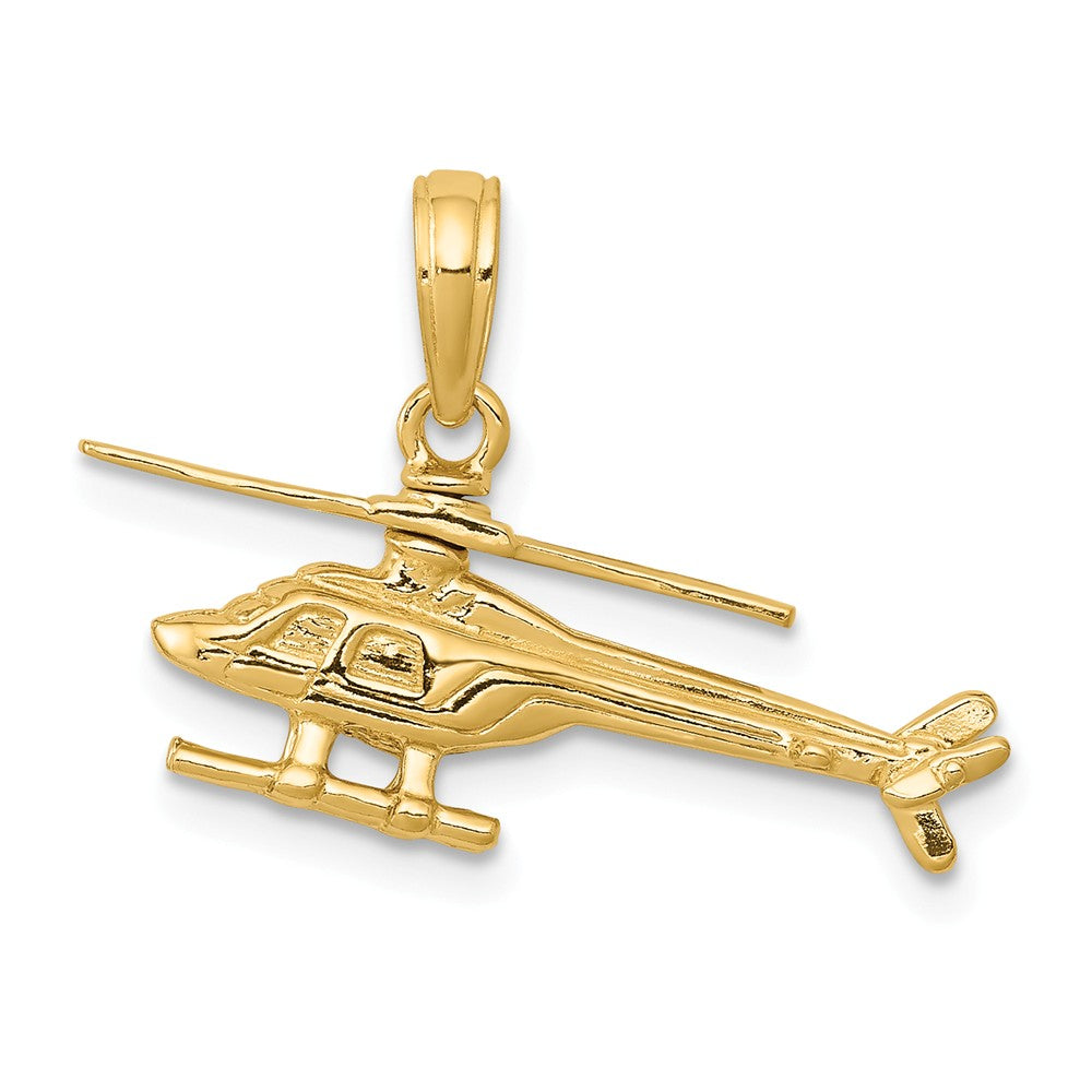 14k Yellow Gold 3D Moveable Helicopter Pendant, Item P10074 by The Black Bow Jewelry Co.