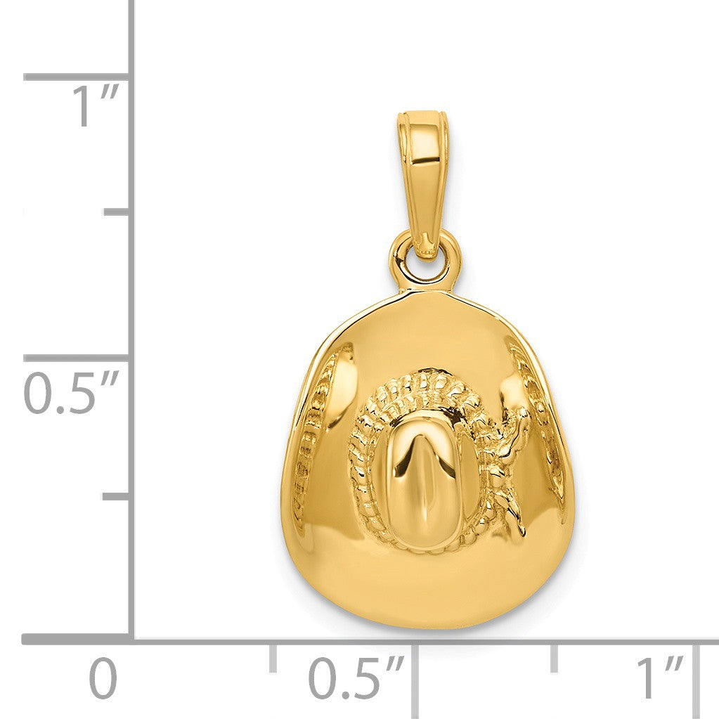 Alternate view of the 14k Yellow Gold 3D Cowboy Hat Pendant by The Black Bow Jewelry Co.
