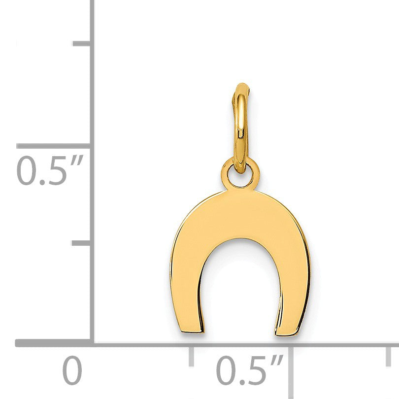 Alternate view of the 14k Yellow Gold Horseshoe Charm in Polished by The Black Bow Jewelry Co.