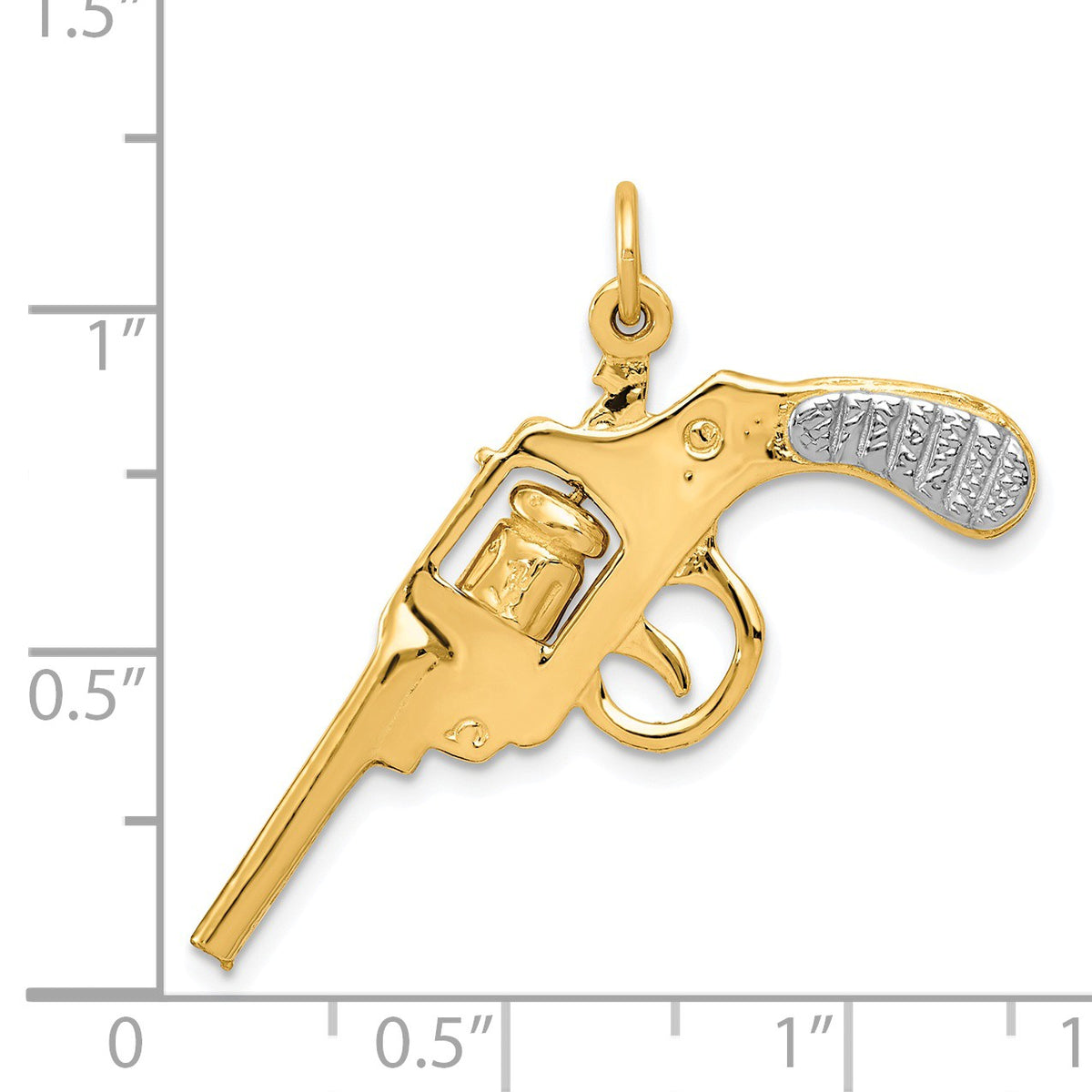 Alternate view of the 14k Yellow Gold and White Rhodium Two Tone Moveable Revolver Charm by The Black Bow Jewelry Co.