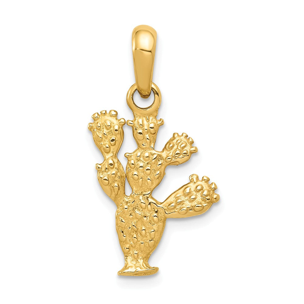 14k Yellow Gold 3D Cactus Pendant, Item P10095 by The Black Bow Jewelry Co.