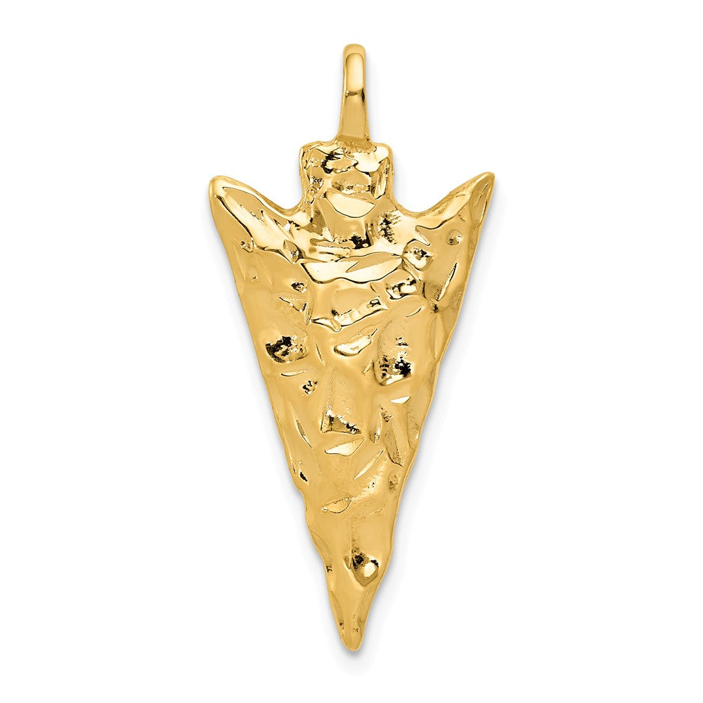 14k Yellow Gold Polished Arrowhead Pendant, Item P10097 by The Black Bow Jewelry Co.