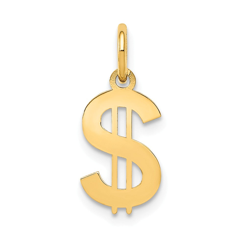 14k Yellow Gold Small Polished Dollar Sign Charm, Item P10100 by The Black Bow Jewelry Co.