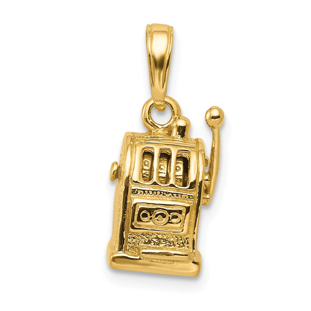14k Yellow Gold 3D Moveable Slot Machine Pendant, Item P10105 by The Black Bow Jewelry Co.