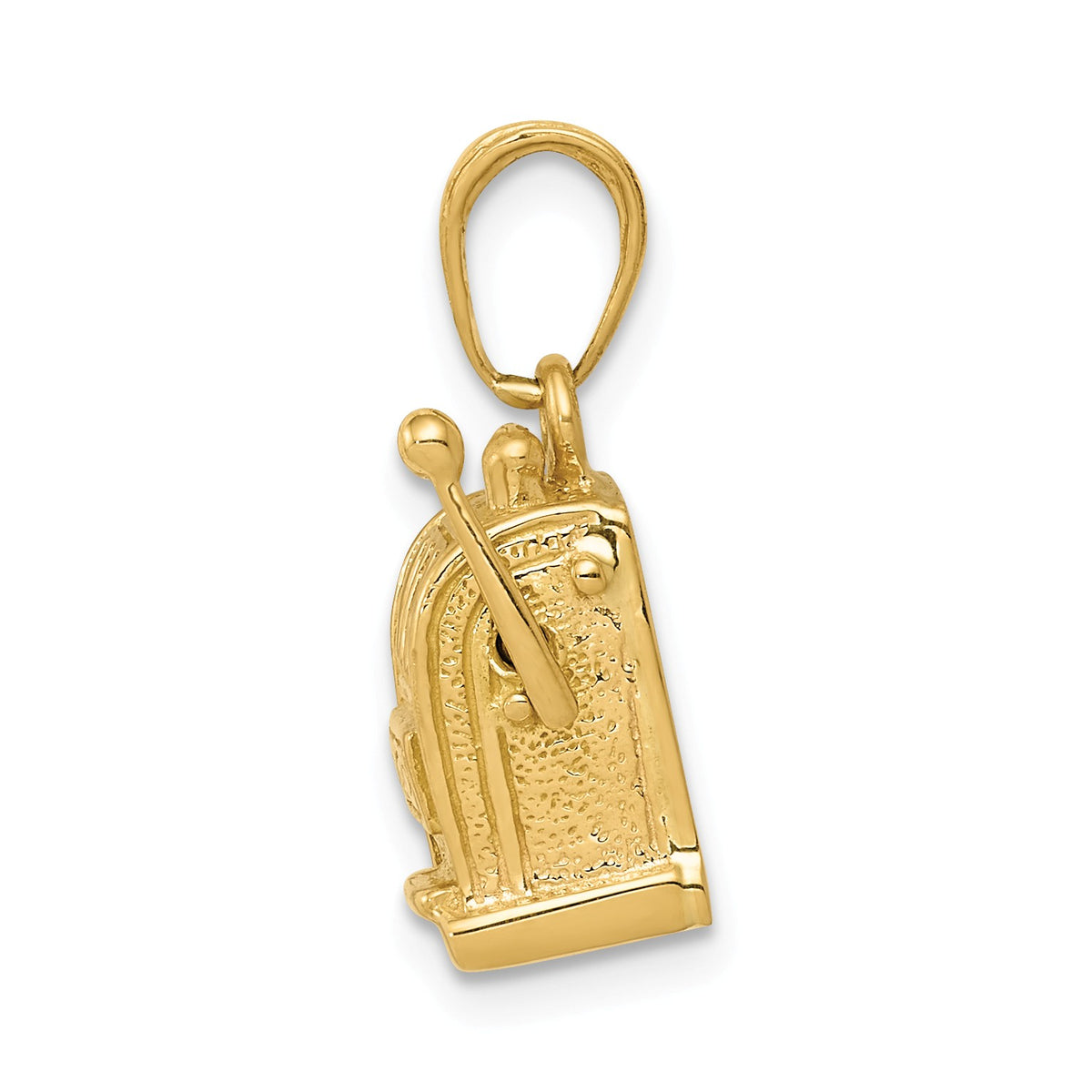Alternate view of the 14k Yellow Gold 3D Moveable Slot Machine Pendant by The Black Bow Jewelry Co.