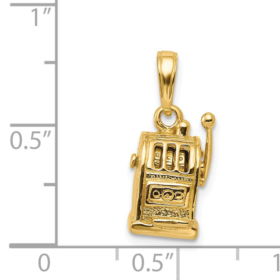 Alternate view of the 14k Yellow Gold 3D Moveable Slot Machine Pendant by The Black Bow Jewelry Co.
