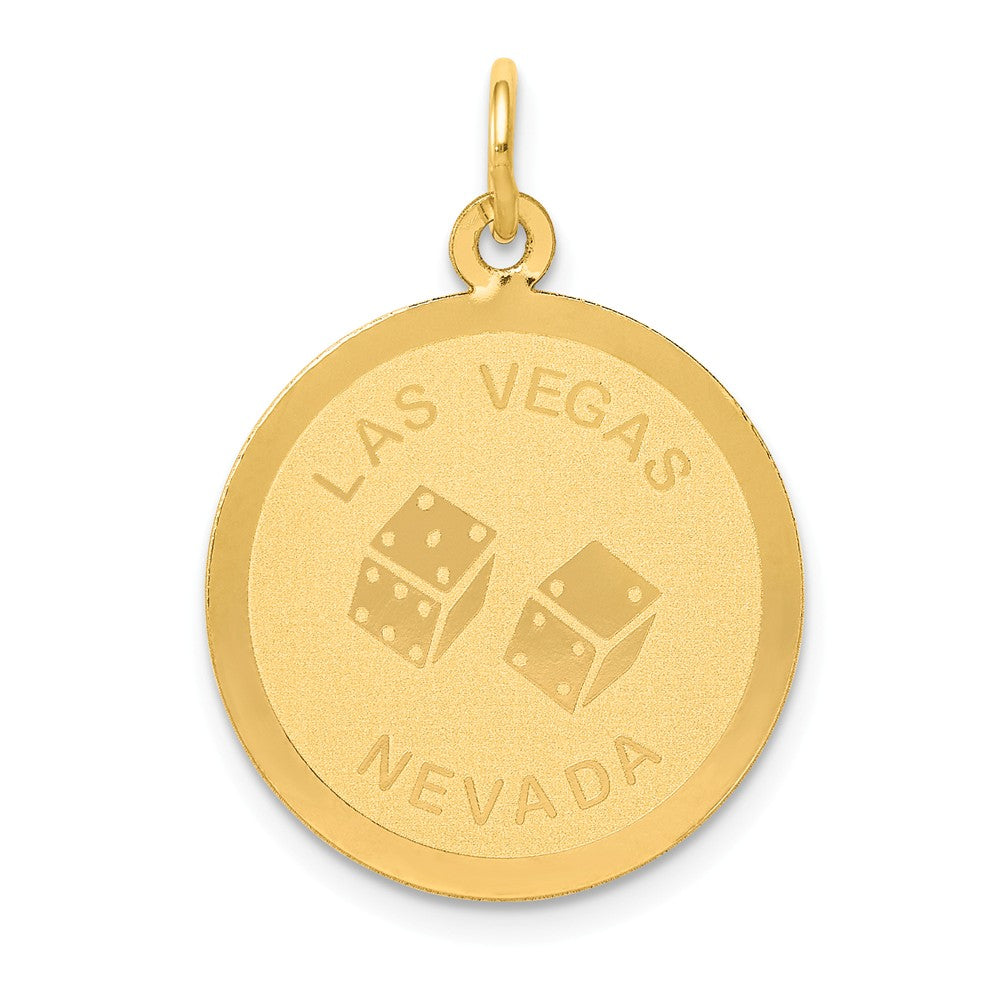 14k Yellow Gold Las Vegas Nevada Disk Charm, Item P10106 by The Black Bow Jewelry Co.