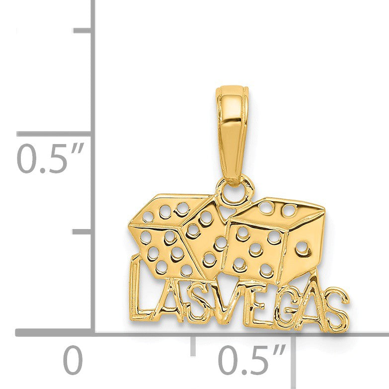 Alternate view of the 14k Yellow Gold Las Vegas Dice Pendant by The Black Bow Jewelry Co.