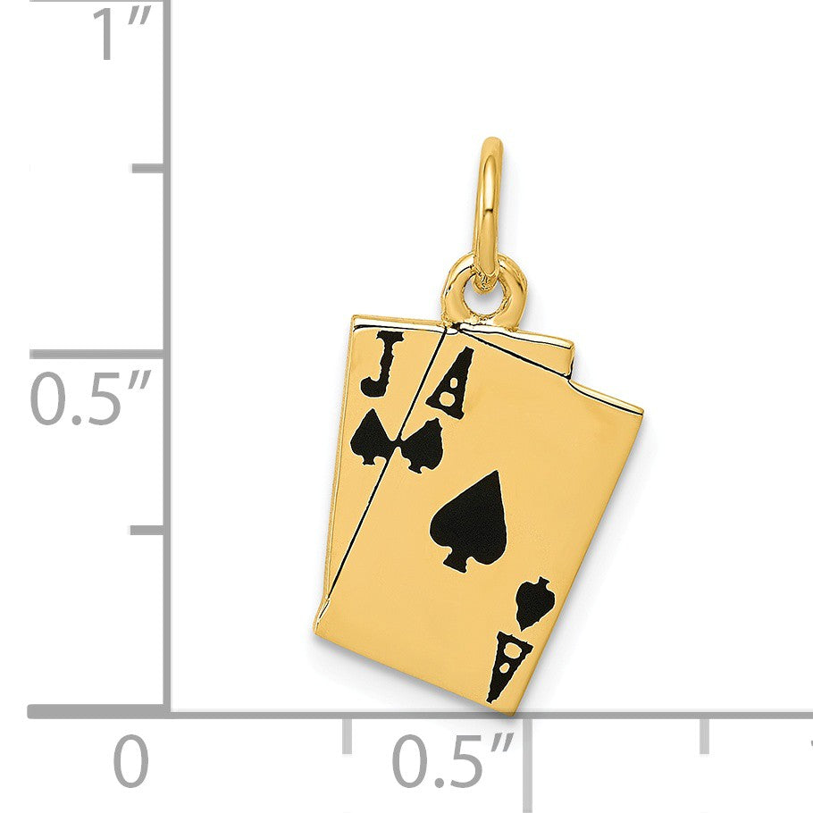 Alternate view of the 14k Yellow Gold Enameled Blackjack Playing Cards Charm by The Black Bow Jewelry Co.