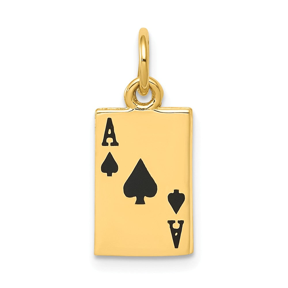 14k Yellow Gold Enameled Ace of Spades Card Charm, Item P10111 by The Black Bow Jewelry Co.