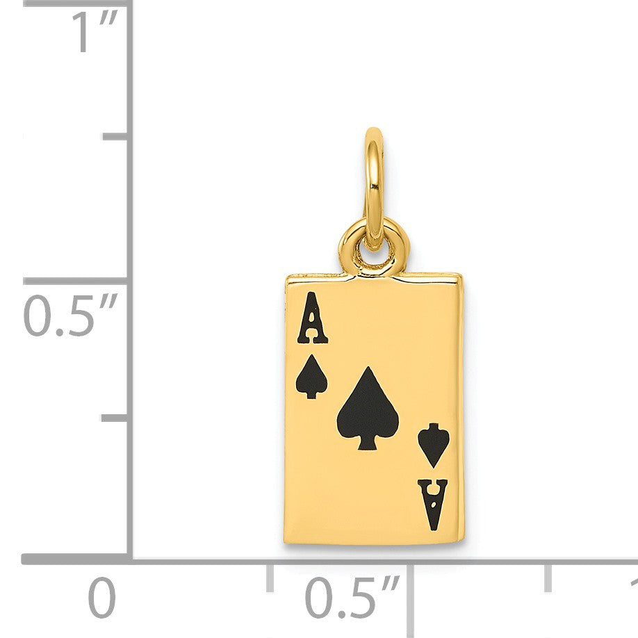 Alternate view of the 14k Yellow Gold Enameled Ace of Spades Card Charm by The Black Bow Jewelry Co.