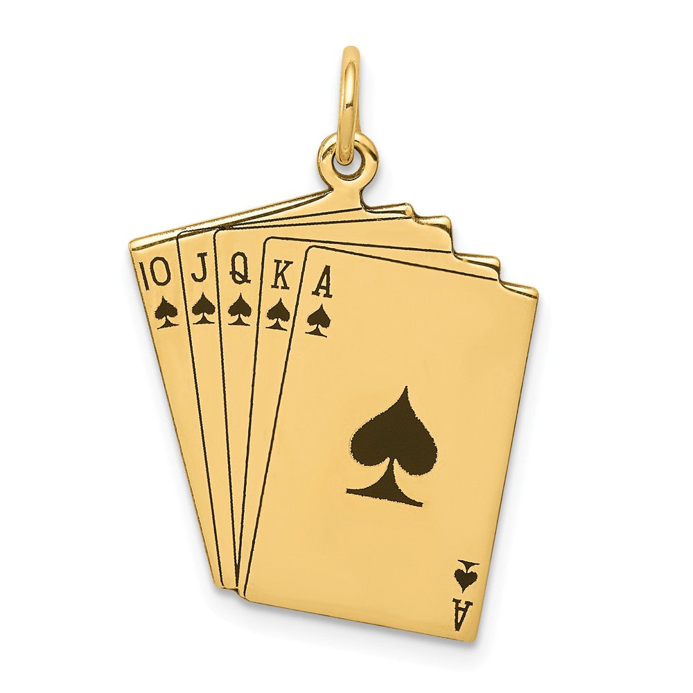 14k Yellow Gold and Enamel Royal Flush Playing Cards Charm, Item P10113 by The Black Bow Jewelry Co.