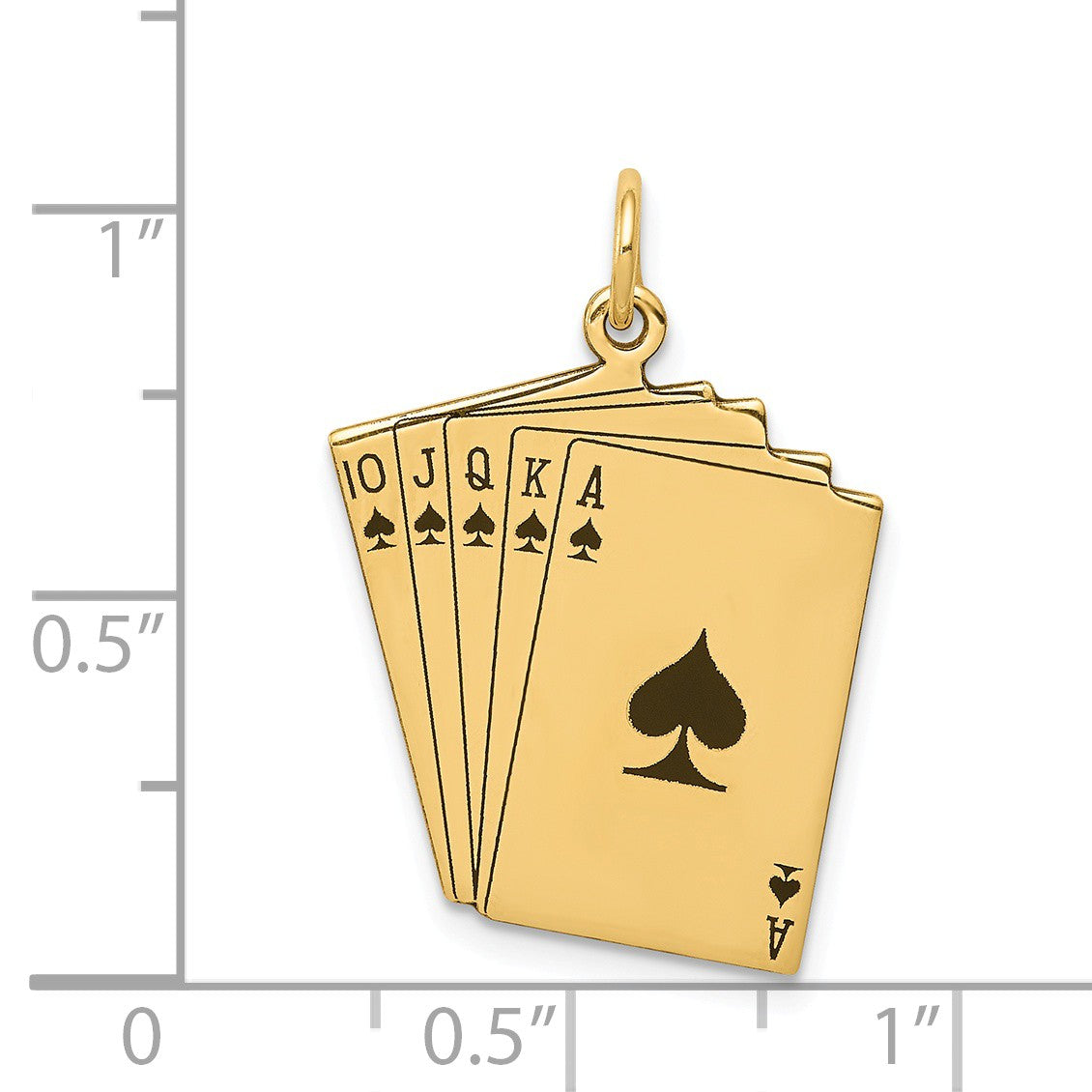 Alternate view of the 14k Yellow Gold and Enamel Royal Flush Playing Cards Charm by The Black Bow Jewelry Co.
