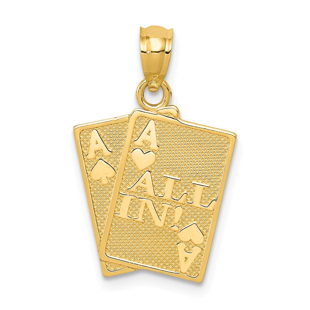 14k Yellow Gold All In! Ace Playing Cards Pendant, Item P10114 by The Black Bow Jewelry Co.
