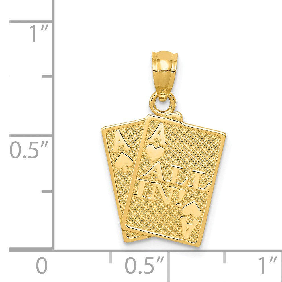 Alternate view of the 14k Yellow Gold All In! Ace Playing Cards Pendant by The Black Bow Jewelry Co.