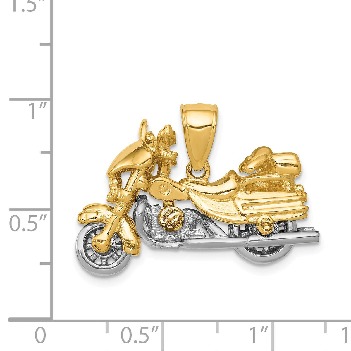 Alternate view of the 14k Two Tone Gold 3D Moveable Motorcycle Pendant by The Black Bow Jewelry Co.