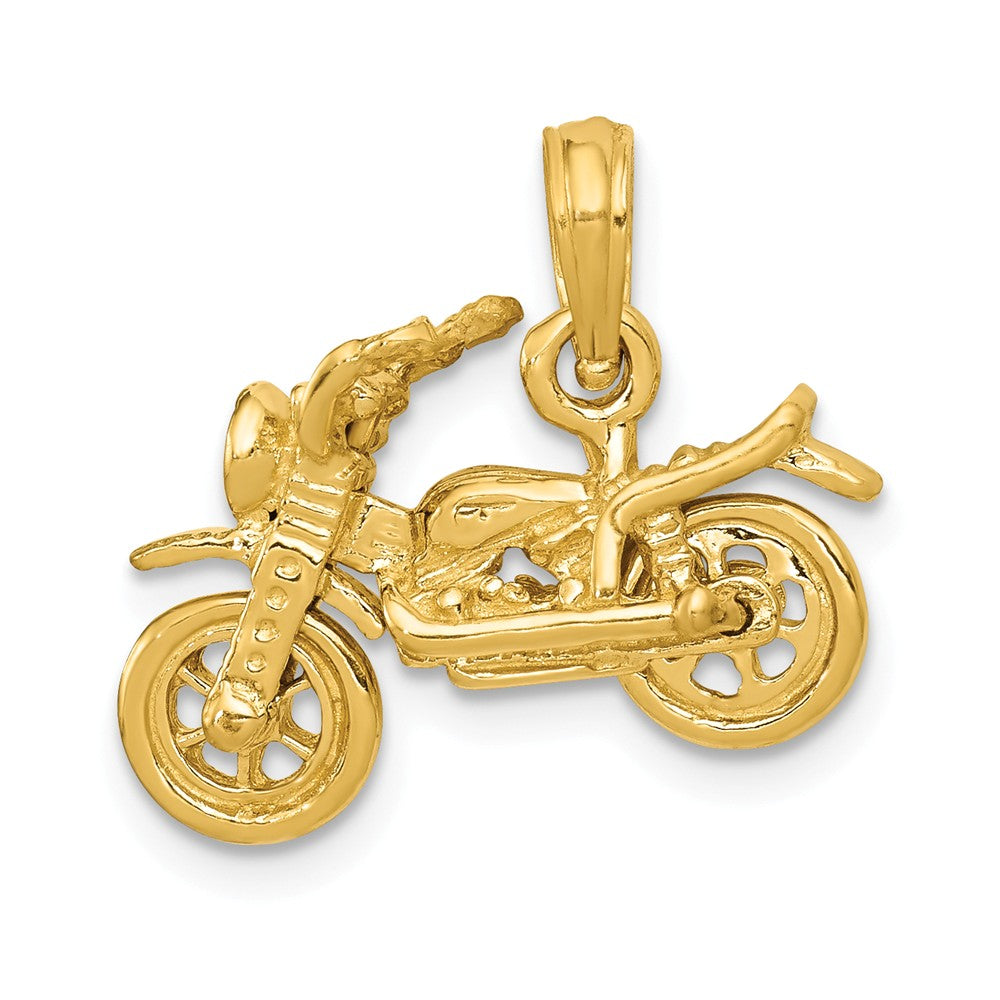 14k Yellow Gold 3D Moveable Motorcycle Pendant, Item P10131 by The Black Bow Jewelry Co.