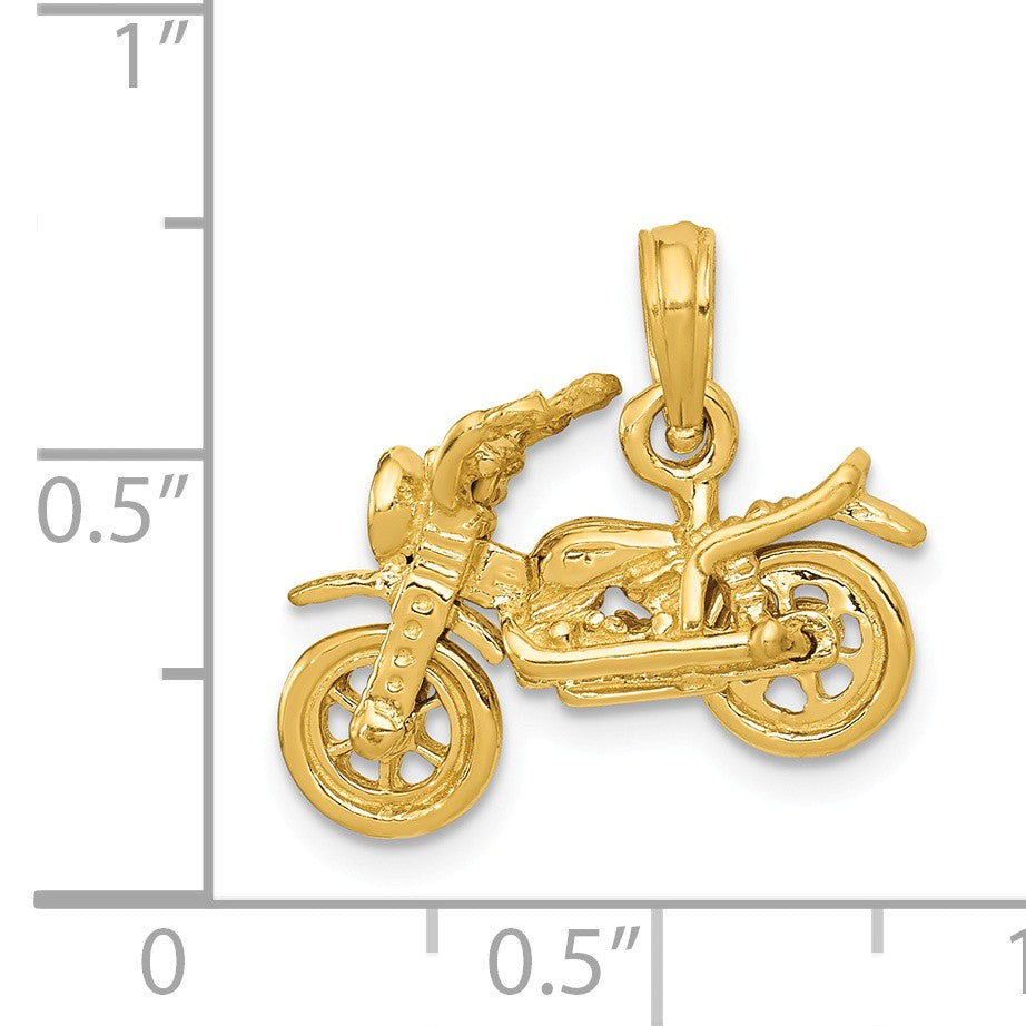 Alternate view of the 14k Yellow Gold 3D Moveable Motorcycle Pendant by The Black Bow Jewelry Co.