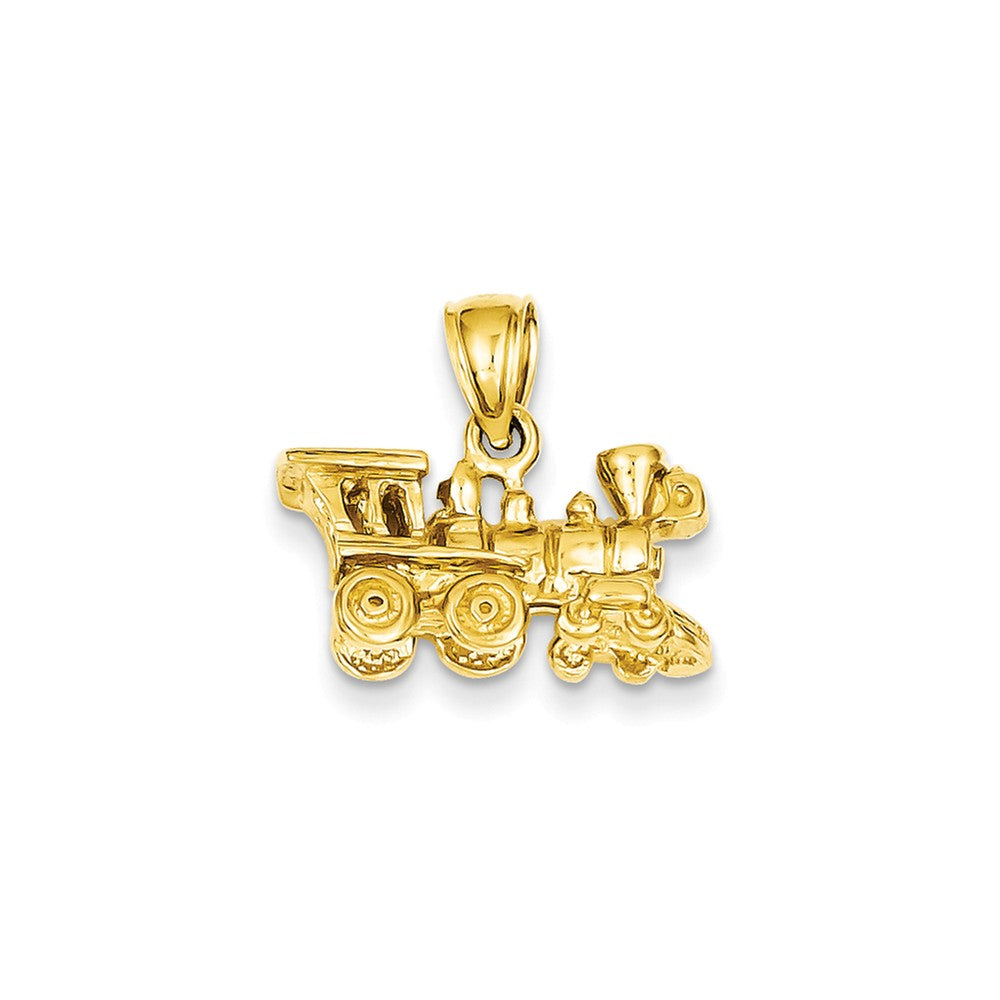 14k Yellow Gold 3D Locomotive Polished Pendant, Item P10139 by The Black Bow Jewelry Co.