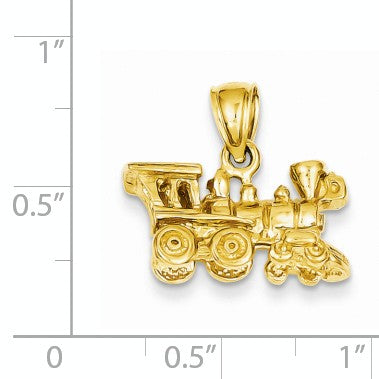 Alternate view of the 14k Yellow Gold 3D Locomotive Polished Pendant by The Black Bow Jewelry Co.
