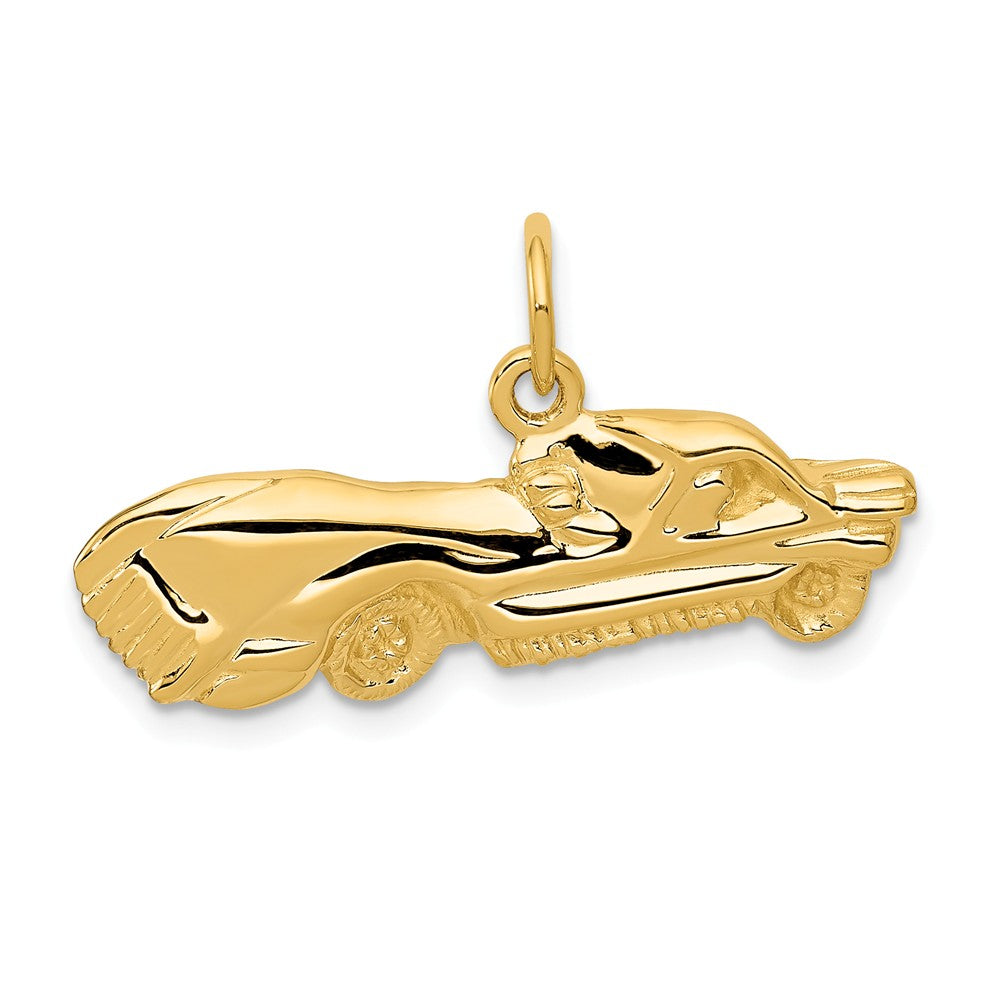 14k Yellow Gold Satin and Diamond Cut Sport Car Charm, Item P10141 by The Black Bow Jewelry Co.