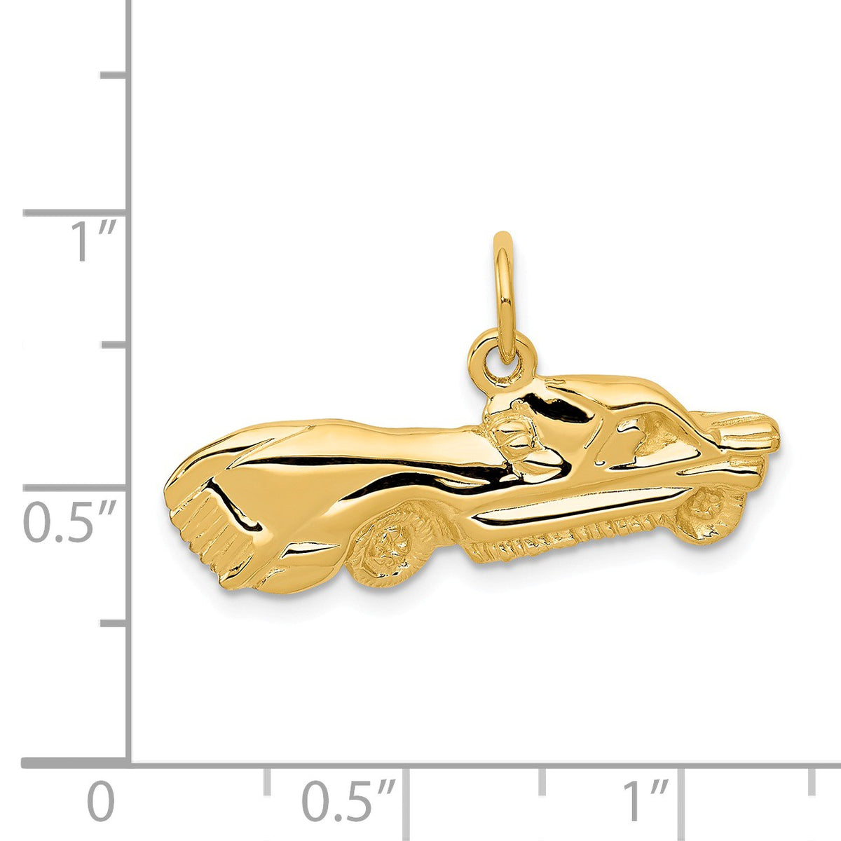 Alternate view of the 14k Yellow Gold Satin and Diamond Cut Sport Car Charm by The Black Bow Jewelry Co.