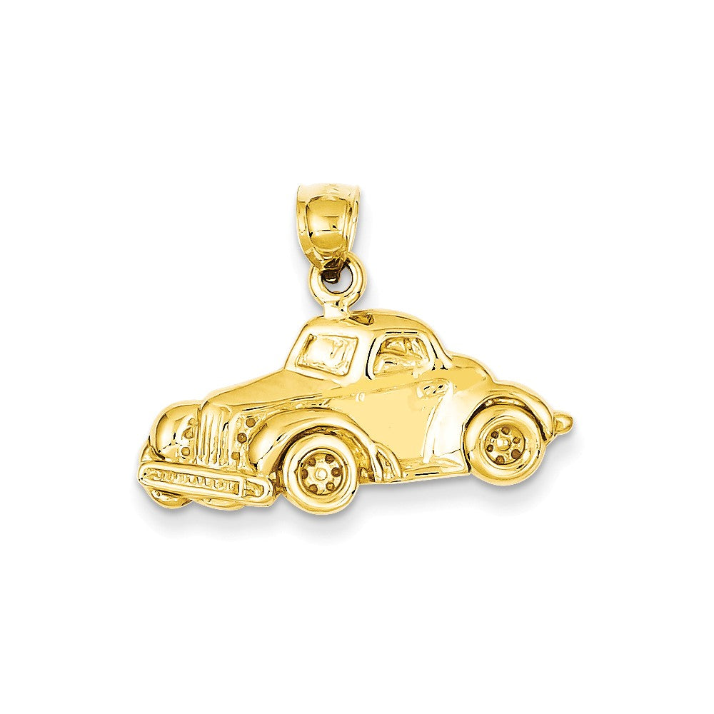 14k Yellow Gold Classic Antique Car Polished Pendant, Item P10142 by The Black Bow Jewelry Co.