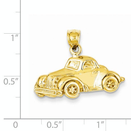 Alternate view of the 14k Yellow Gold Classic Antique Car Polished Pendant by The Black Bow Jewelry Co.