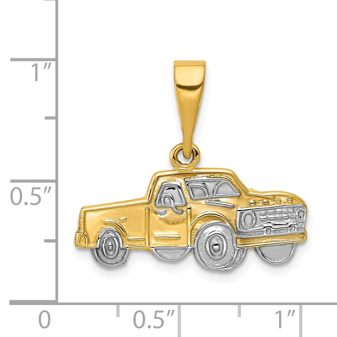 Alternate view of the 14k Yellow Gold and White Rhodium Pick-up Truck Pendant by The Black Bow Jewelry Co.