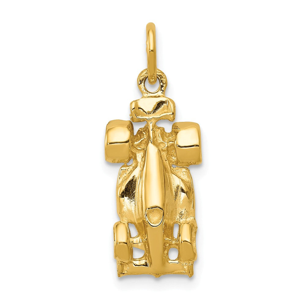 14k Yellow Gold 3D Race Car Charm, Item P10145 by The Black Bow Jewelry Co.