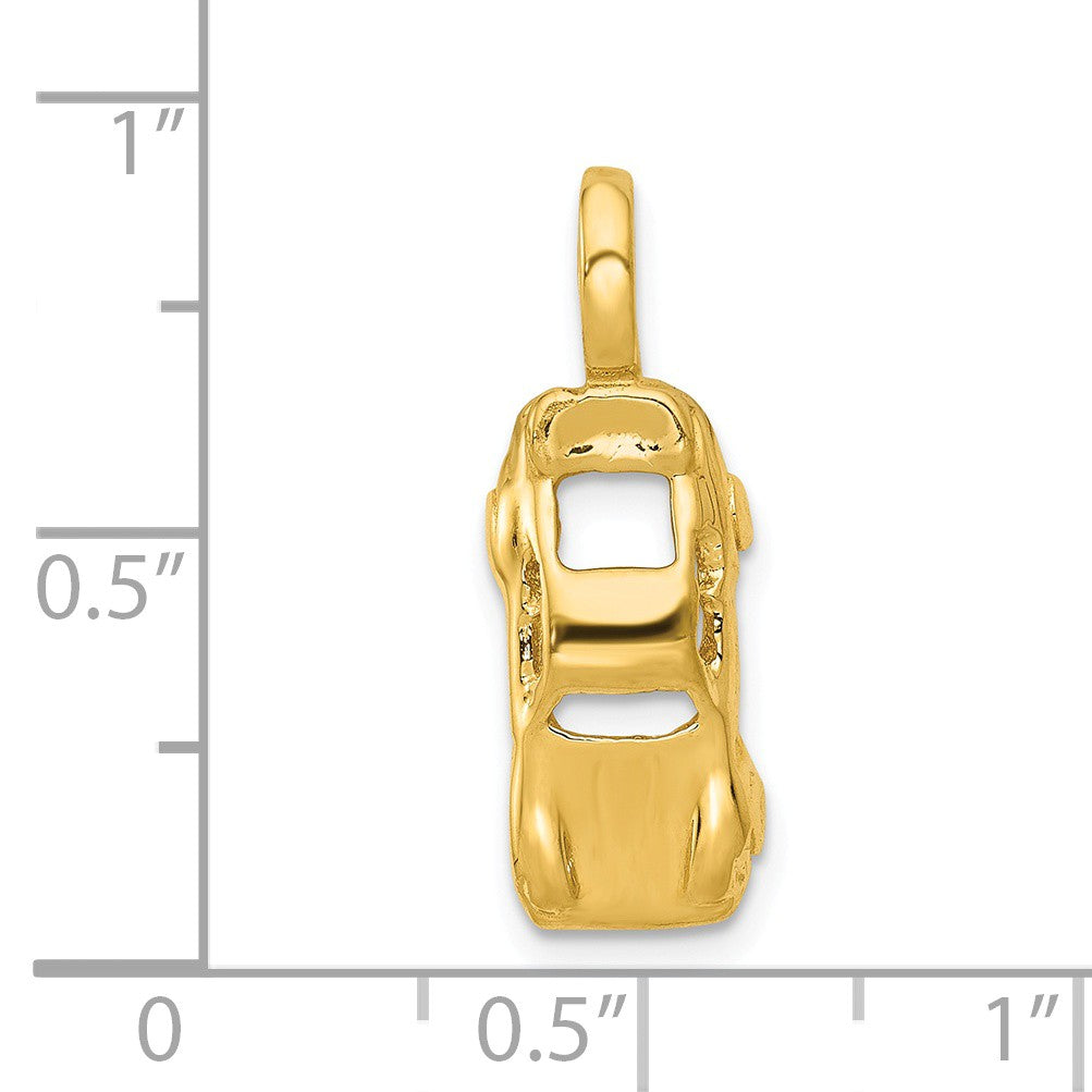 Alternate view of the 14k Yellow Gold 3D Sports Car Charm by The Black Bow Jewelry Co.