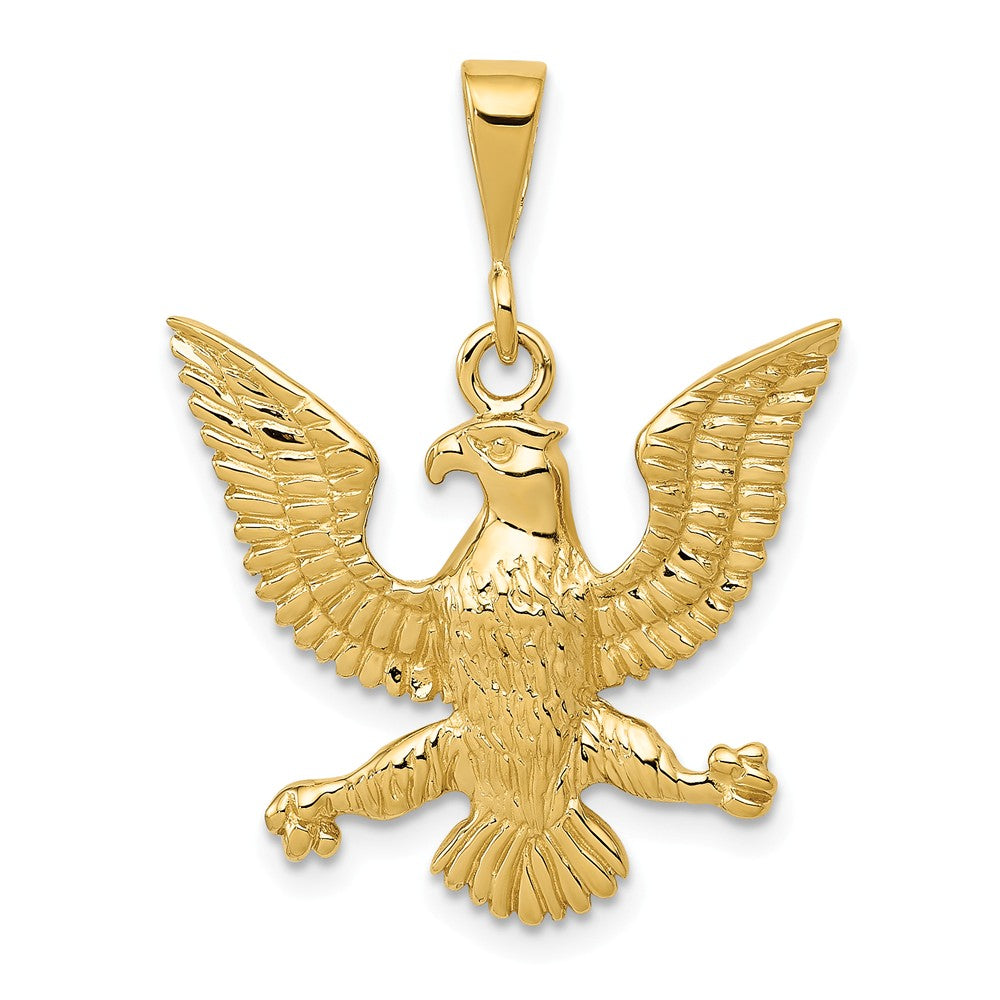 Brand New 14K Yellow Gold Polish Eagle Symbols in Circle Charm