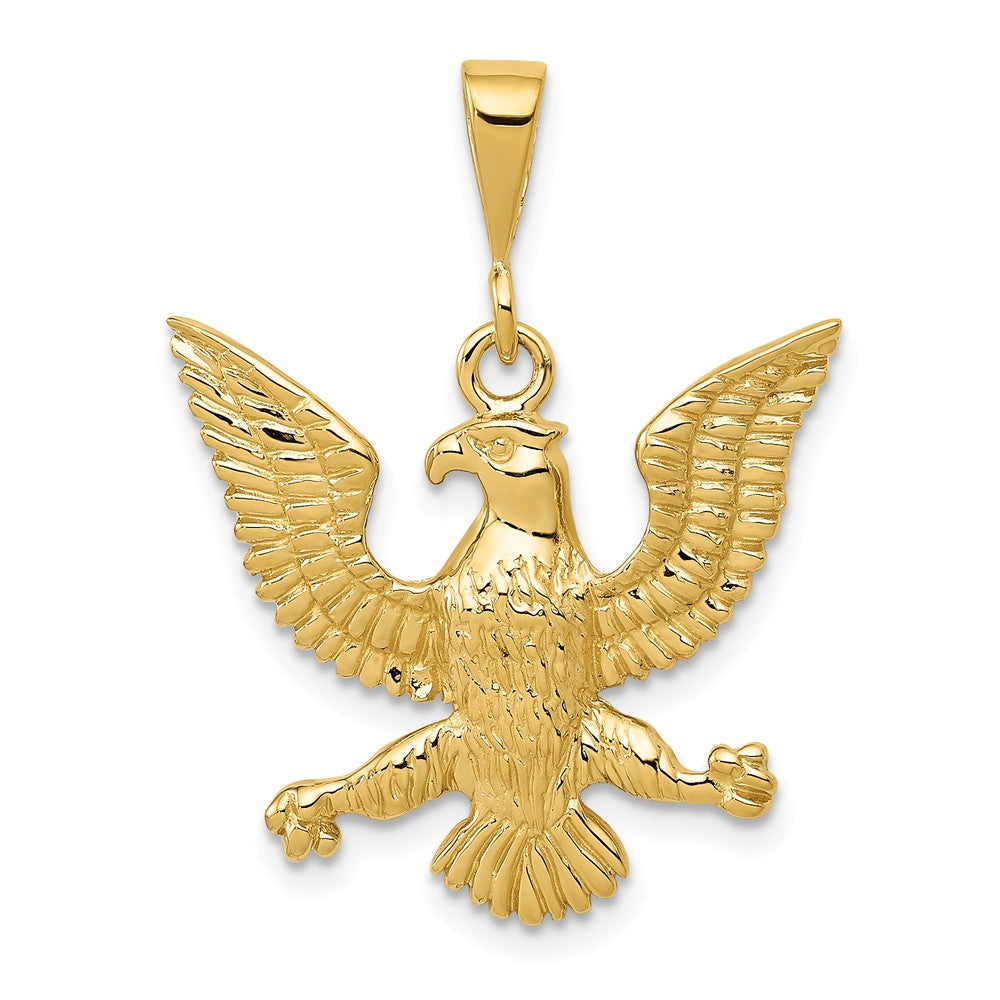 14k Yellow Gold Polished Eagle Pendant, Item P10157 by The Black Bow Jewelry Co.