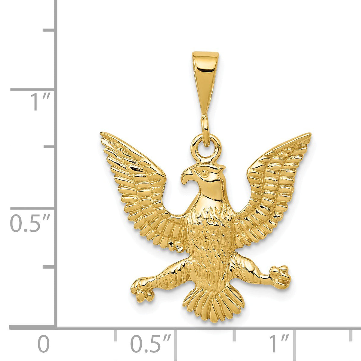 Alternate view of the 14k Yellow Gold Polished Eagle Pendant by The Black Bow Jewelry Co.